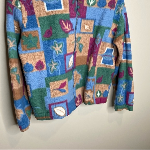 Vintage Teddi fleece leaf print jacket Sz Pet Xl - Picture 3 of 6